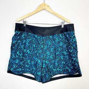 Lands End NEW Womens‎ Quick Dry 5” Board Swim Shorts Panty Lined Blue Print 22W